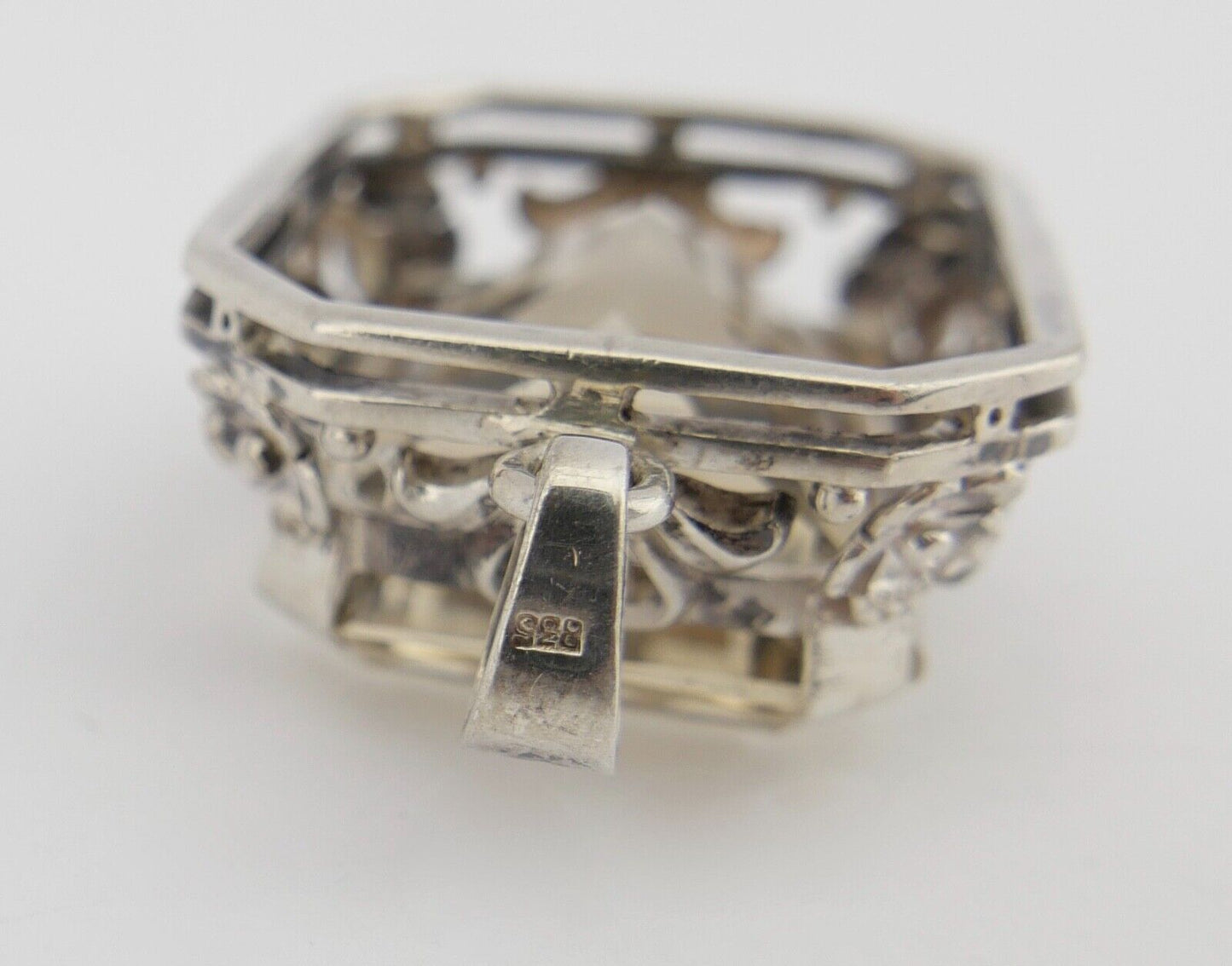 Großer Jugendstil 835 Silber Anhänger Beryll Ø 4,8 cm um 1900 - Antikhandel-Stuttgart