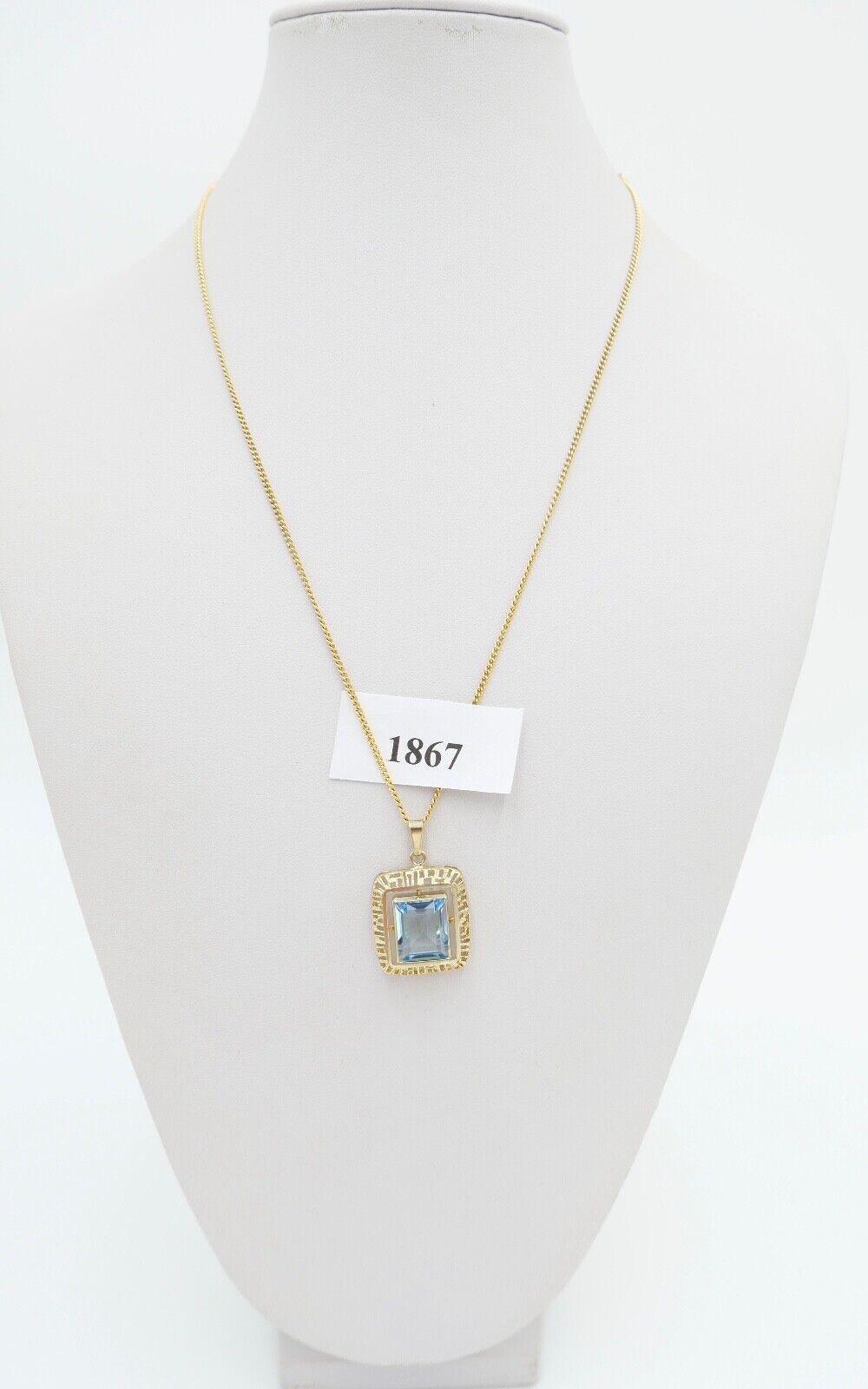 K&L Kordes & Lichtenfels Pforzheim Anhänger Gold 333 / 8K mit blauem Glasstein - Antikhandel-Stuttgart