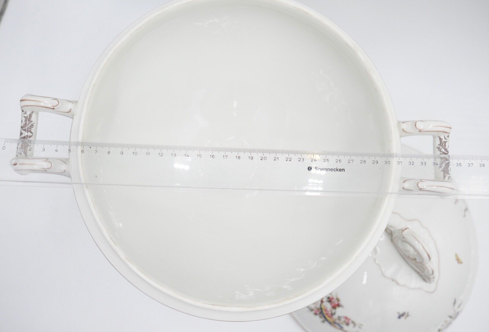 um 1900 große JUGENDSTIL XL Suppenterrine florales Dekor Blumenmuster Gravur - Antikhandel-Stuttgart