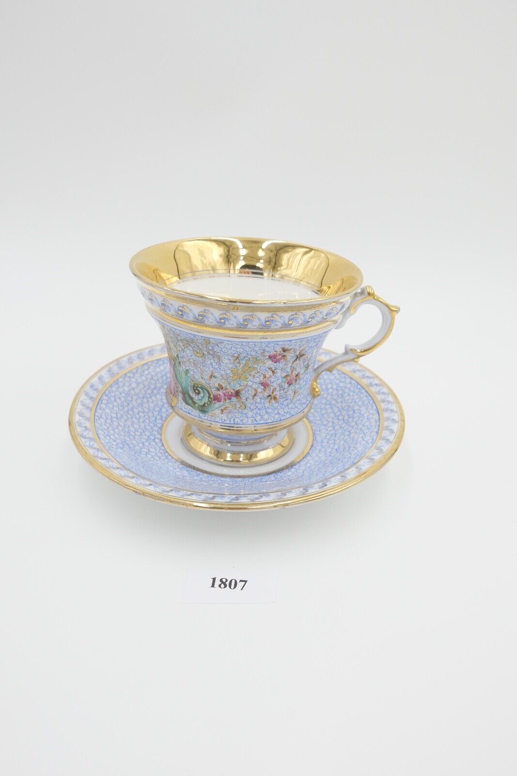 antike Historismus Porzellan Tasse & Untertasse August Rappsilber 1880-1886 - Antikhandel-Stuttgart