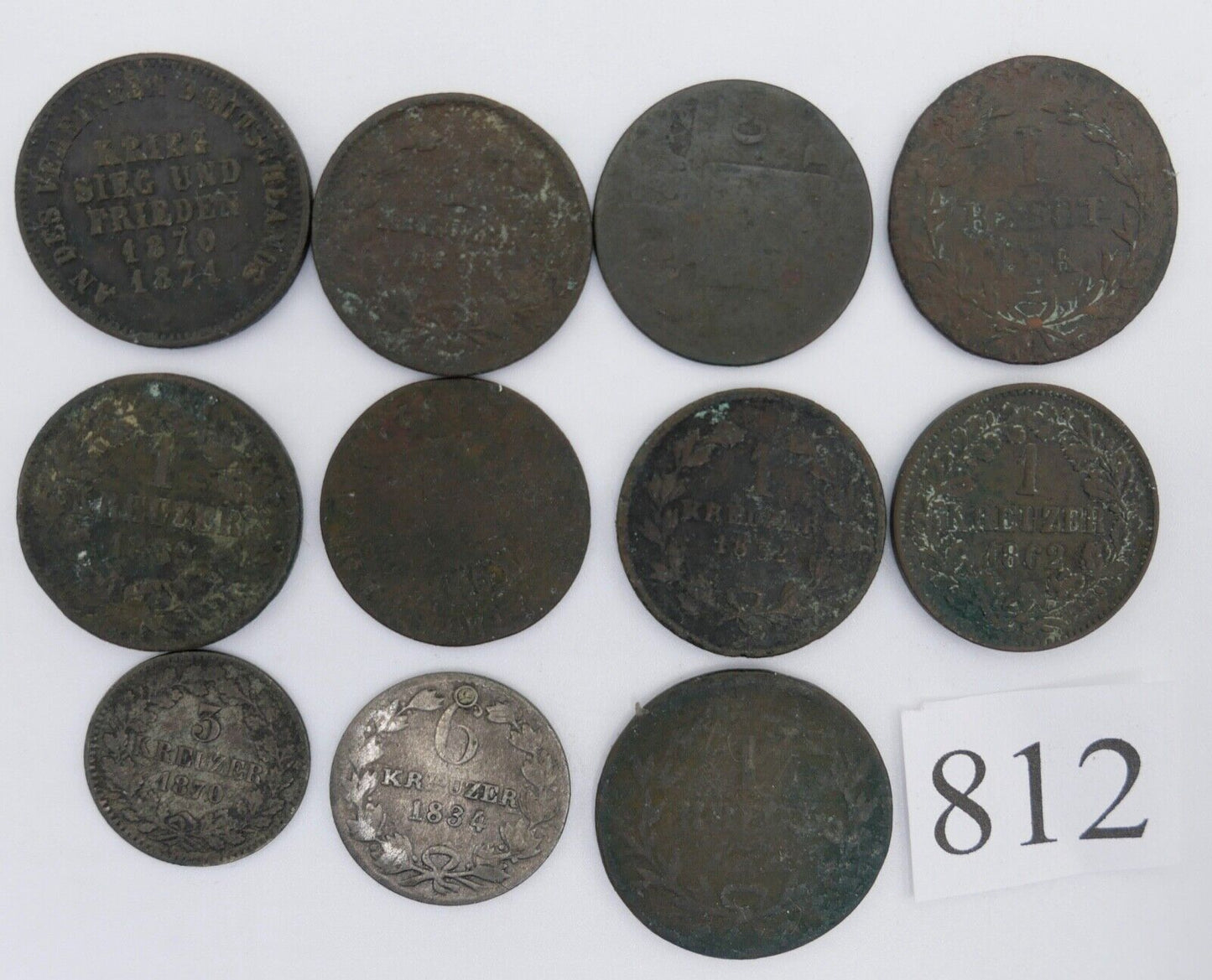 LOT Baden 1 / 3 & 6 Kreuzer Medaille Krieg 1816 1817 1822 1834 1839 1959 1862 - Antikhandel-Stuttgart