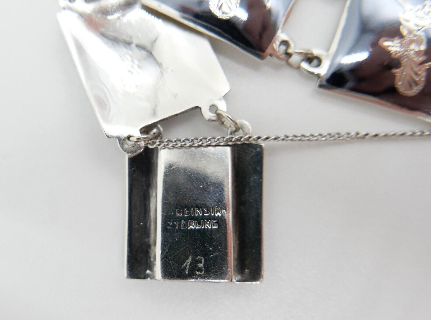 Siam Sterling Silber Glieder Armband Emaille Motiv Göttin 19cm - Antikhandel-Stuttgart