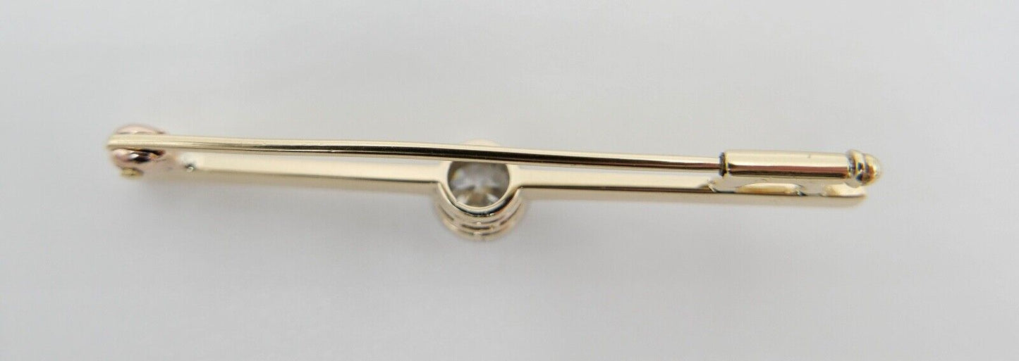 Alte Stabbrosche Bajonettverschluß 0,75 Ct Altschliff Diamant 45mm 585 14K Gold - Antikhandel-Stuttgart