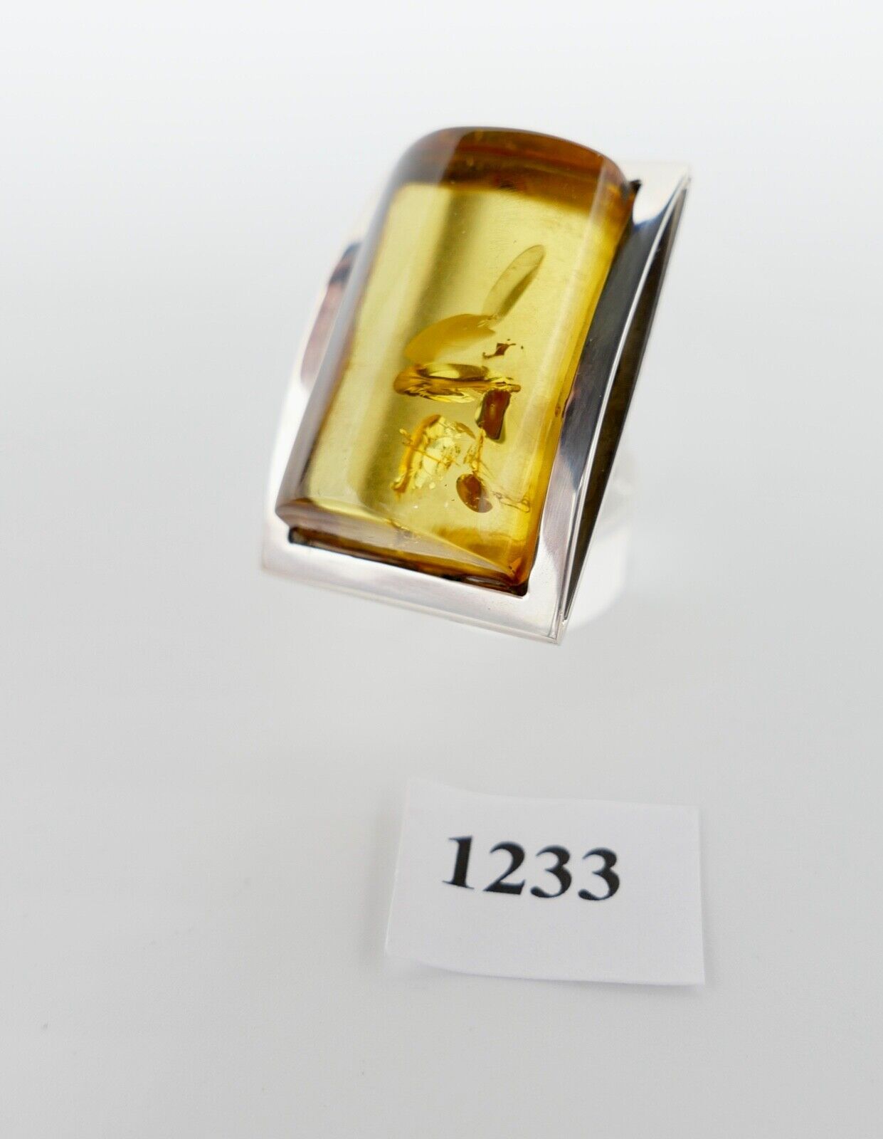 Bernstein Designer Ring floral Gr. 61 Silber 925 - Antikhandel-Stuttgart