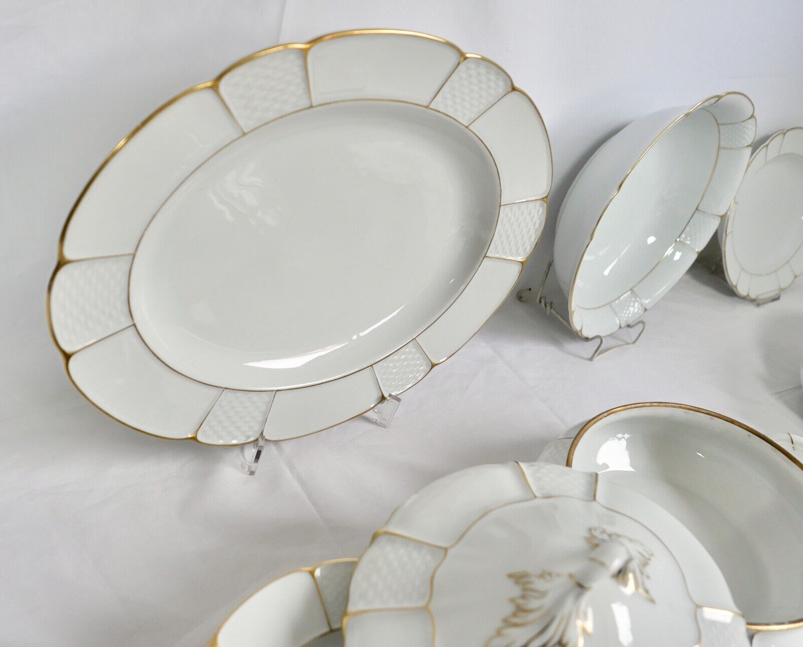 28 tlg. Rosenthal Speiseservice Ph.Rosenthal Goldrand Korbrand Barock 1930er - Antikhandel-Stuttgart