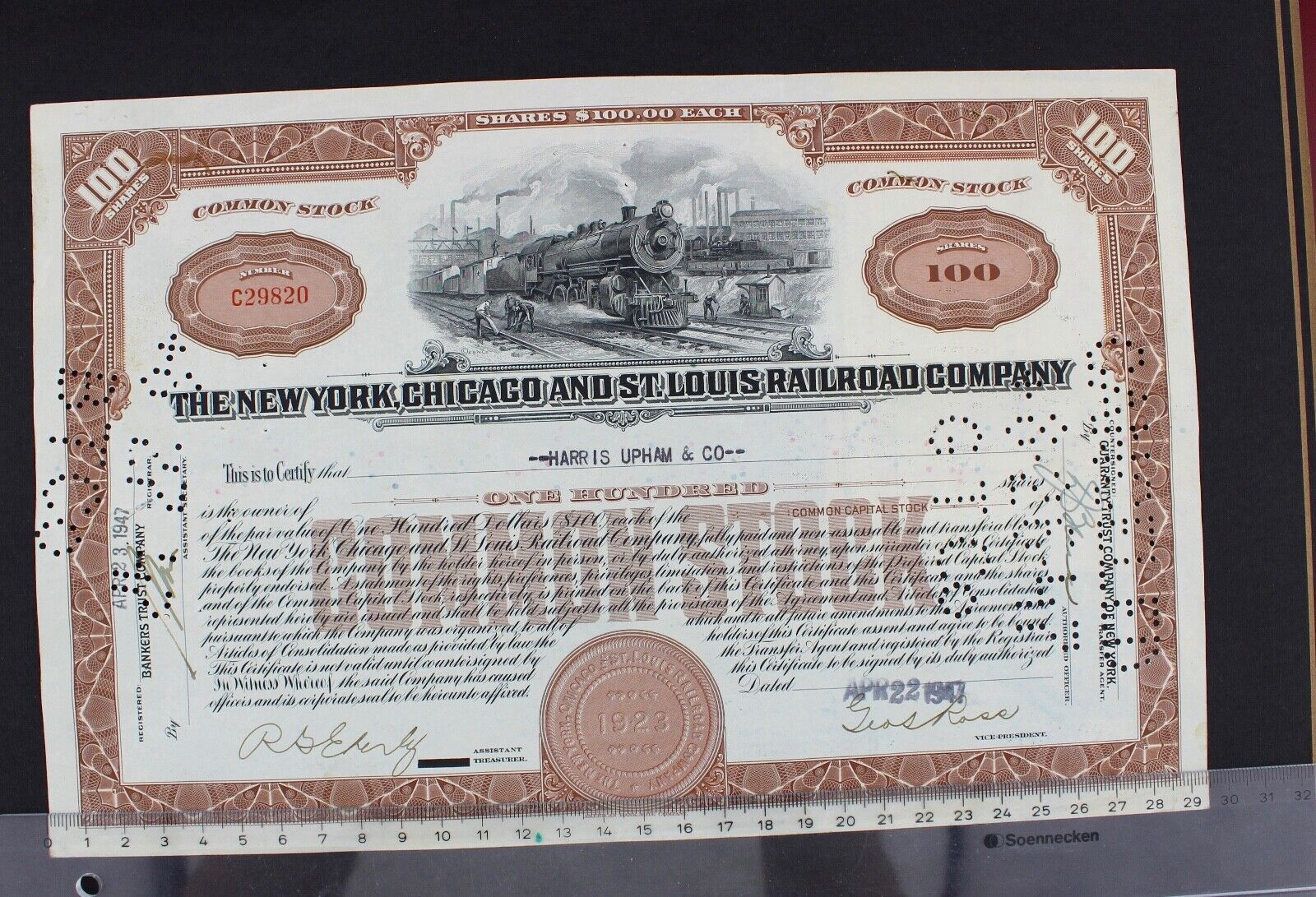 New York Chicago St.Louis Railroad Company 1947 alte USA Aktie Stock Certificate - Antikhandel-Stuttgart