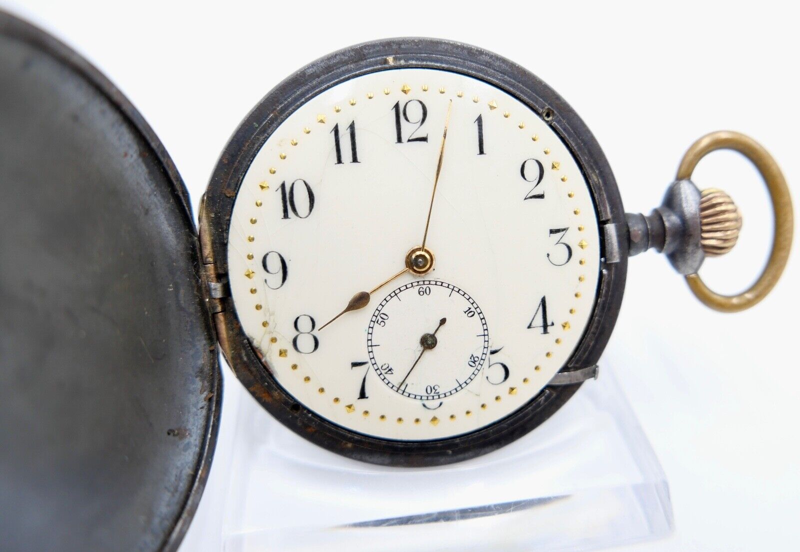 Antike Taschenuhr TAVANNES Ø 48 mm Emaille Zifferblatt - Antikhandel-Stuttgart