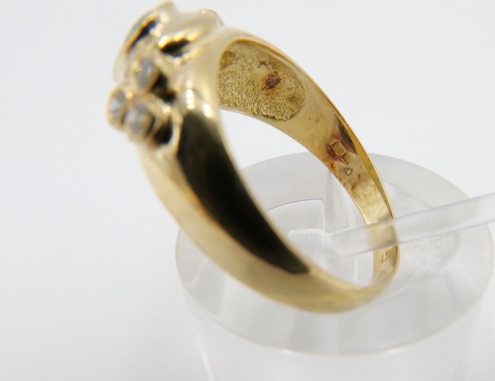 1980er 750 18K Damen Gelbgold Diamant Brillant Smaragd Ring 0,70 Ct Gr. 57-58 - Antikhandel-Stuttgart