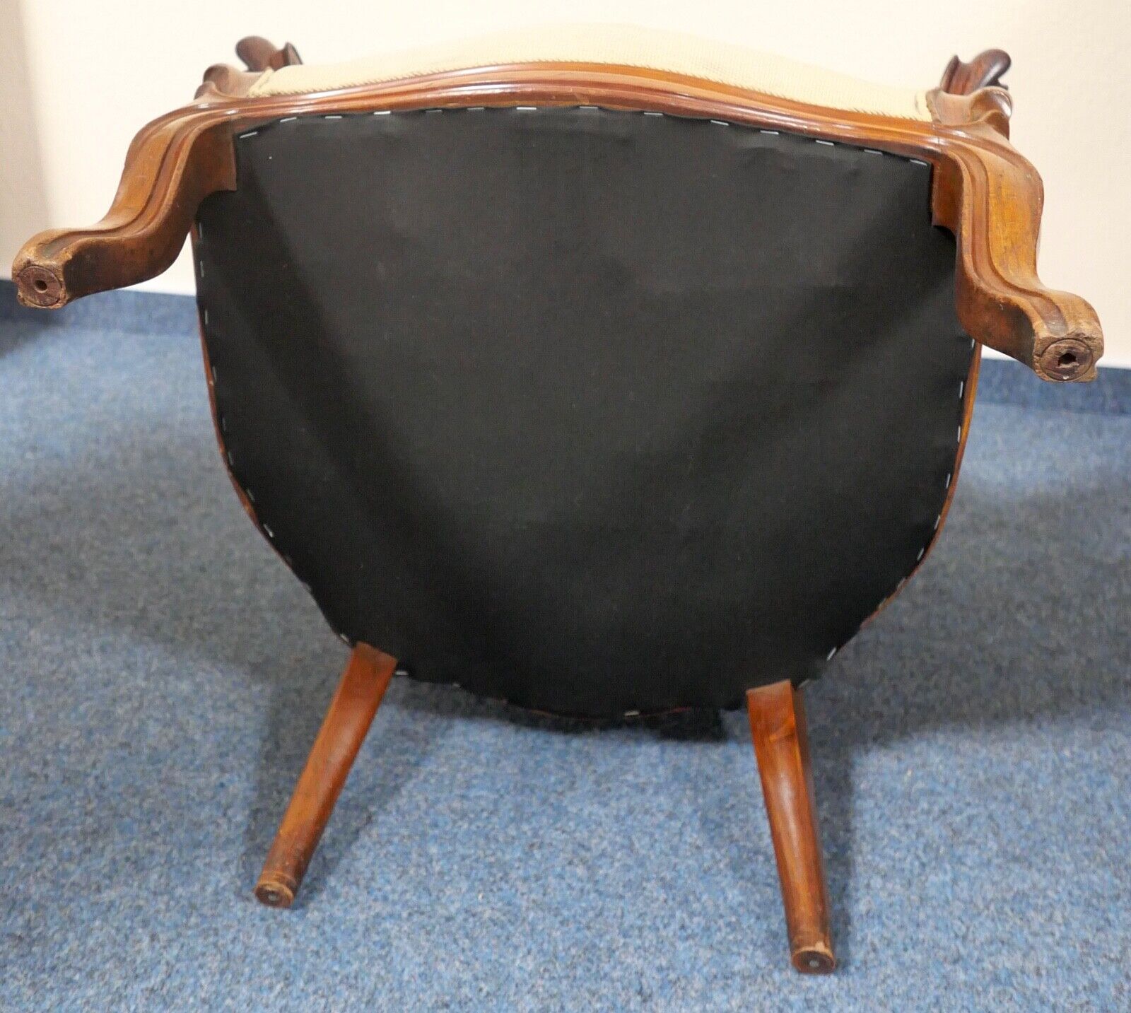 antik massiver Biedermeier Gobelin um 1850 Stuhl Sessel Kissen Blumenbukett - Antikhandel-Stuttgart