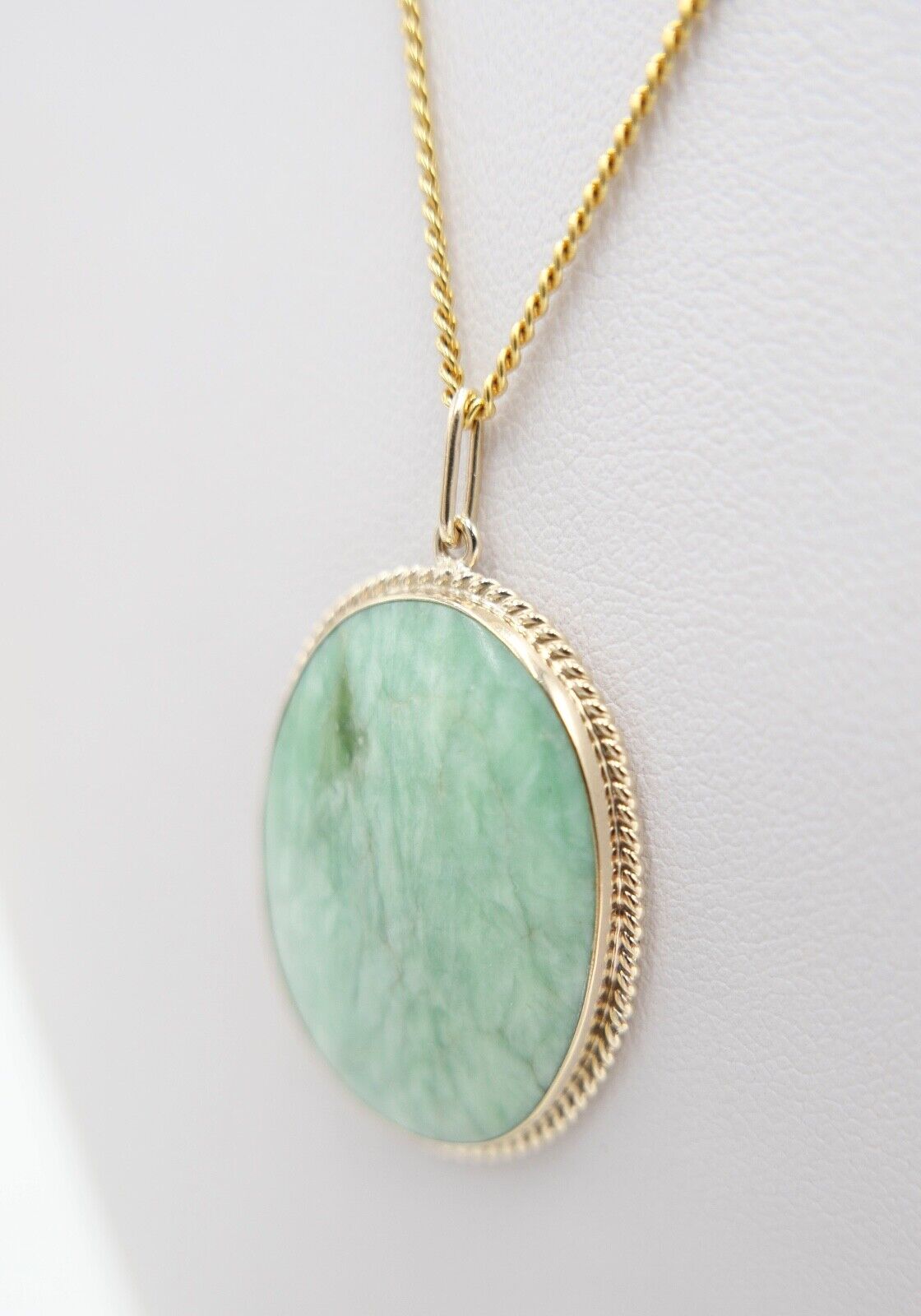 1980er Jahre Gelbgold 585 / 14K Anhänger mit AVENTURIN - Antikhandel-Stuttgart