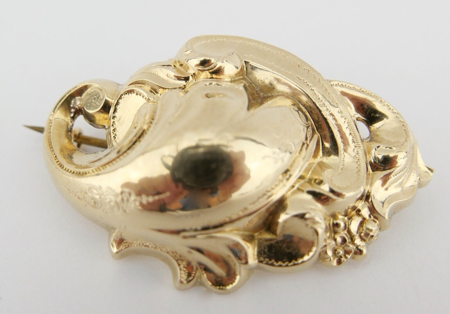 Antike Florale Biedermeier Barrock Schaumgold 14K 585 Brosche Ø 48x36 mm um 1840 - Antikhandel-Stuttgart
