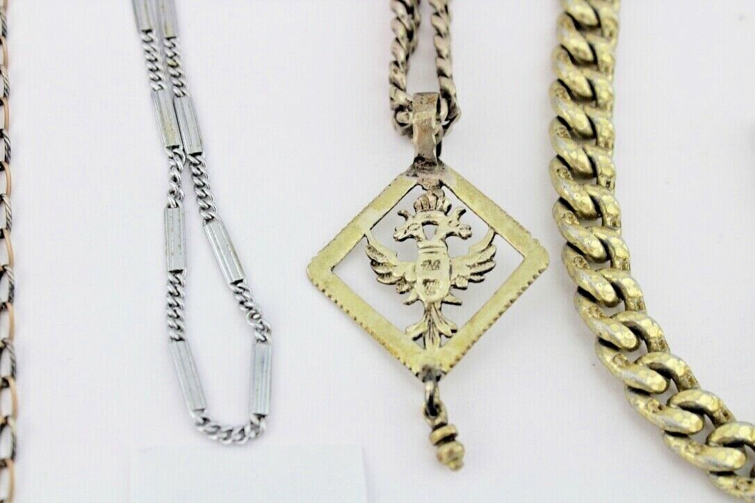 10 Antike Taschenuhr Kette watch Chain Silber versilbert Metall L&F Doppeladler - Antikhandel-Stuttgart