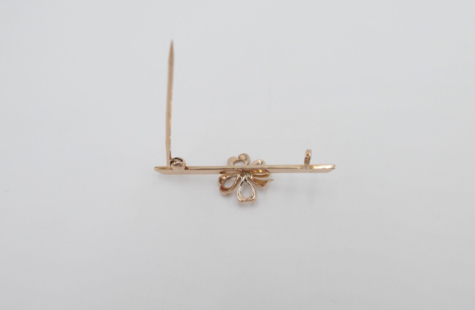 um 1900 antik Schleifen Kleeblatt Brosche Perlen Saatperlen VJB 585 14K Rotgold - Antikhandel-Stuttgart