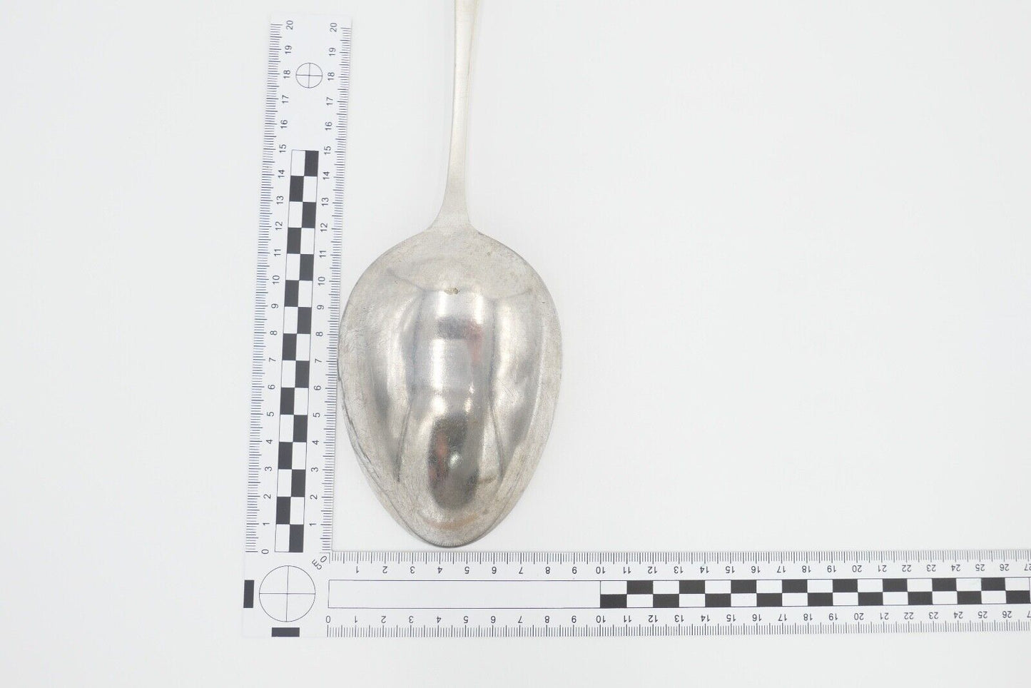 SCF Dänemark 2 Türme XXL Suppenlöffel 36 cm versilbert Monogramm EB gehämmert - Antikhandel-Stuttgart