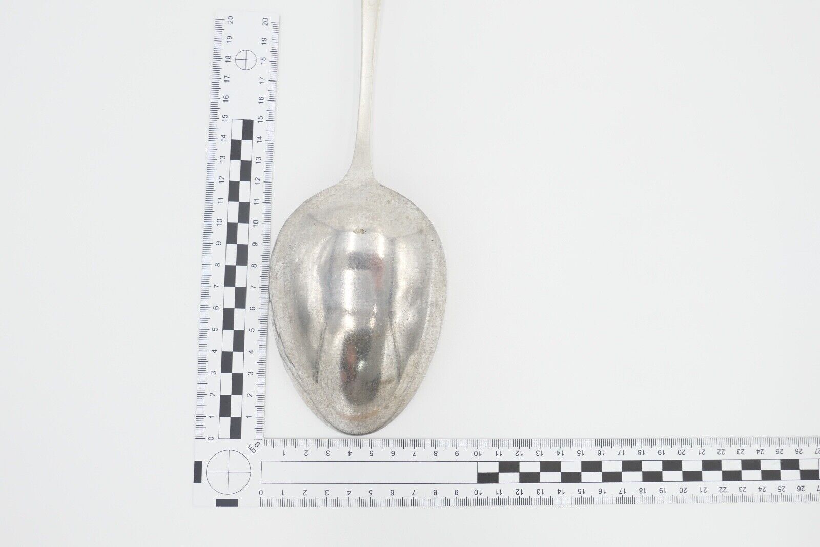 SCF Dänemark 2 Türme XXL Suppenlöffel 36 cm versilbert Monogramm EB gehämmert - Antikhandel-Stuttgart