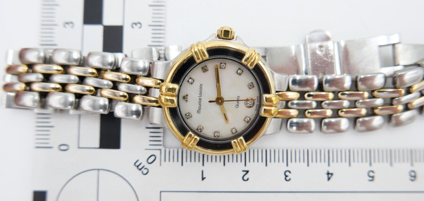 Maurice Lacroix Calypso Damen Uhr 75326 Stahl Gold Box & Papiere 26mm Perlmutt - Antikhandel-Stuttgart