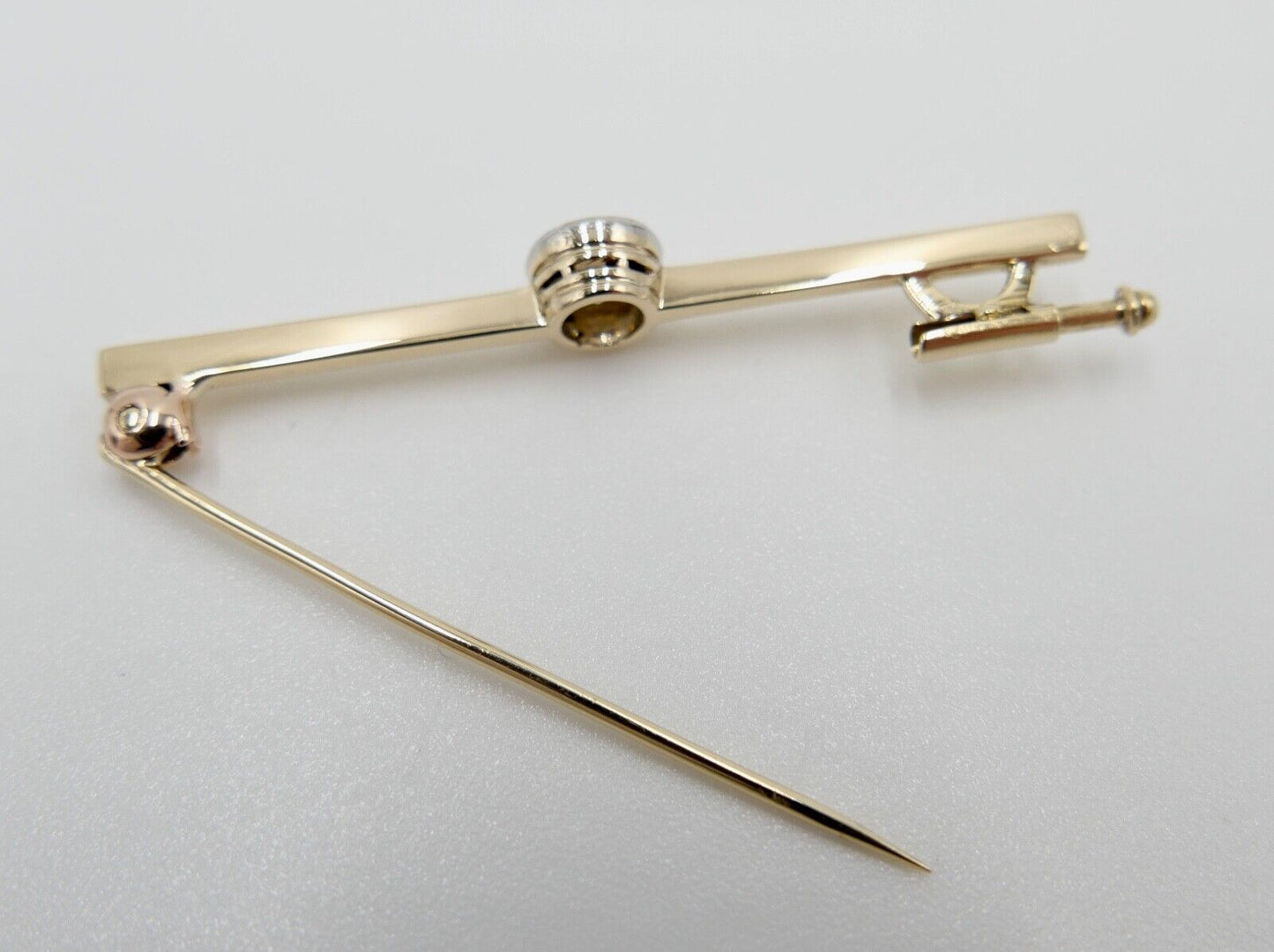 Alte Stabbrosche Bajonettverschluß 0,75 Ct Altschliff Diamant 45mm 585 14K Gold - Antikhandel-Stuttgart