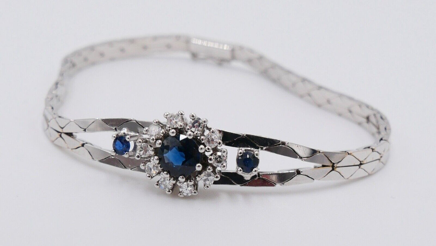 Diamant Saphir Armband 585 14K Weißgold 1970er 0,85 Ct VVS Top Wesselton - Antikhandel-Stuttgart