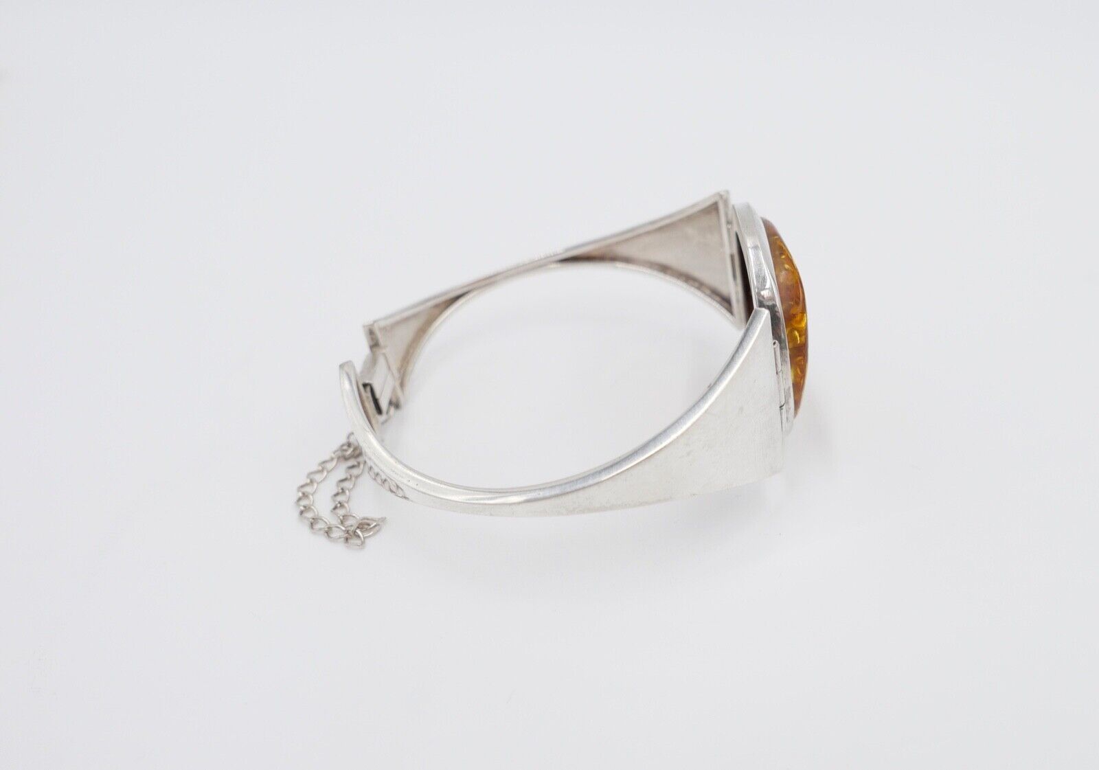 80er Jahre Silber 925 Bernstein Armband Armreif Armspange G Danzig Polen - Antikhandel-Stuttgart