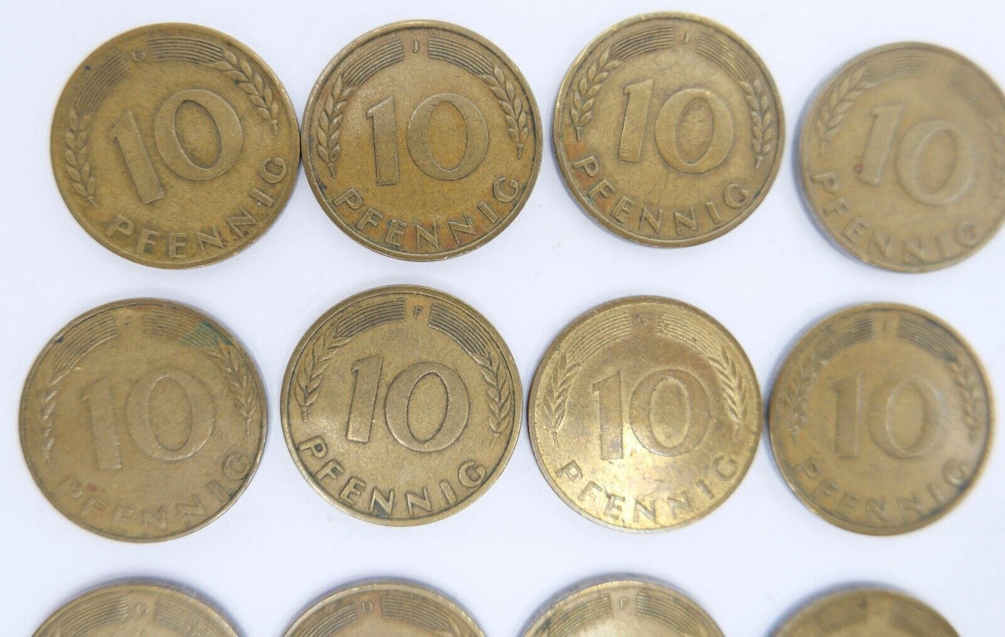 13x 10 Pfennig 1966 1967 1968 1969 1970 1986 D F G J Jäger J. 383 ss-vz - Antikhandel-Stuttgart
