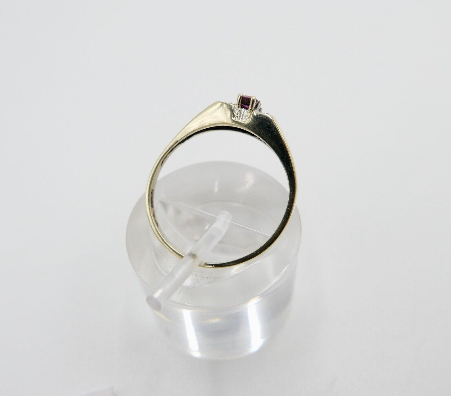 80er Jahre Damenring Ring Gold 585 / 14K Rubin Diamanten Gr. 56 Achtkantschliff - Antikhandel-Stuttgart