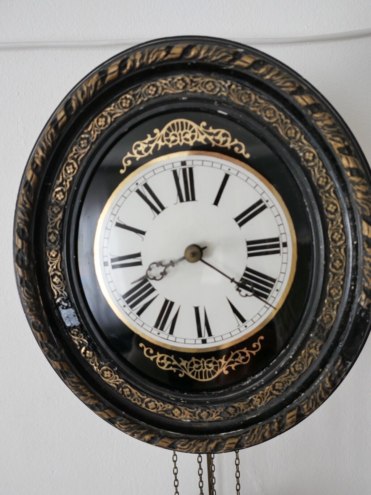 BIEDERMEIER antike Wanduhr Schottenuhr mit Hinterglas 1840 - Antikhandel-Stuttgart