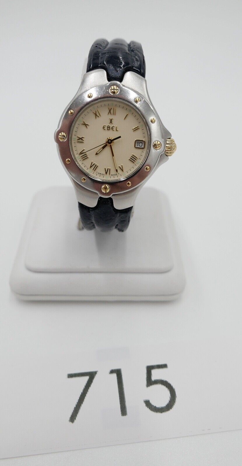 2000er EBEL SPORTWAVE QUARZ E6087621 blaues Lederband Damenuhr Ø 27mm - Antikhandel-Stuttgart