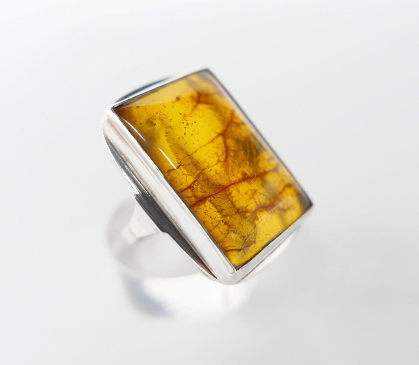 Bernstein Handarbeit Designer Ring Gr. 57 Silber 900 - Antikhandel-Stuttgart