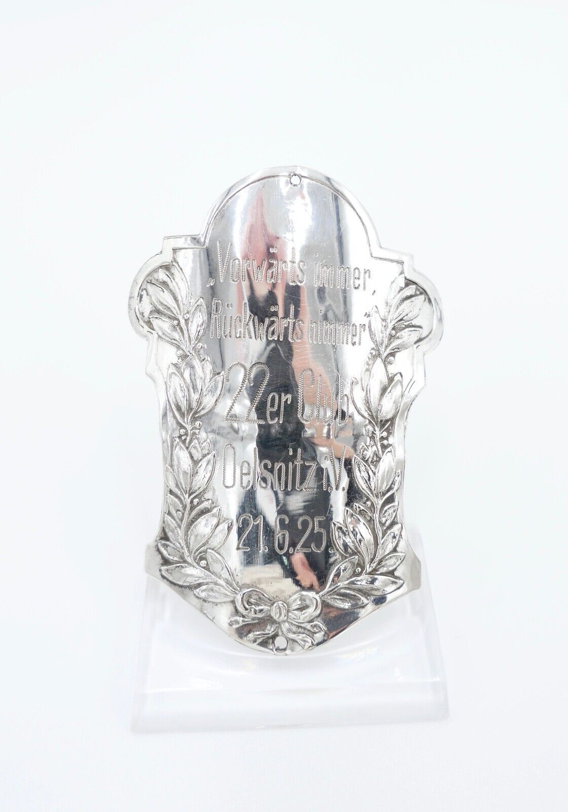 Fahrrad Plakette 1925 Silber 800 22er Club Oelsnitz i.V. - Antikhandel-Stuttgart