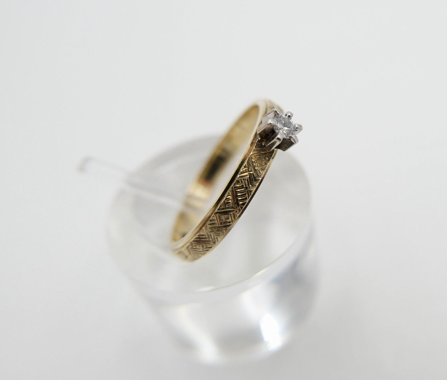 NEU m Etikett 90er Jahre Solitär Ring Gold 585 14K Brillant 0,06 Ct VVS 1 Gr. 53 - Antikhandel-Stuttgart