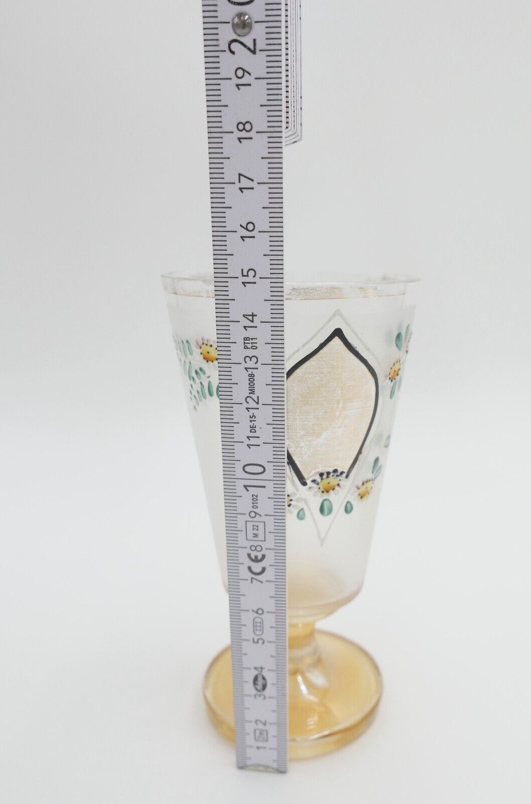 antik Glas / Becher handbemalt zum Andenken 15 cm hoch Gedenkglas - Antikhandel-Stuttgart