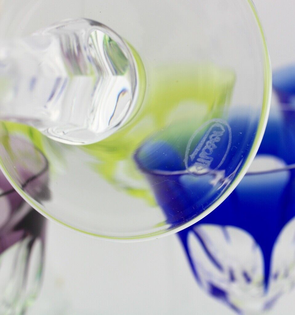 3x original bunte Bleikristall Weingläser " MOSER " LADY HAMILTON " 18,5 cm - Antikhandel-Stuttgart