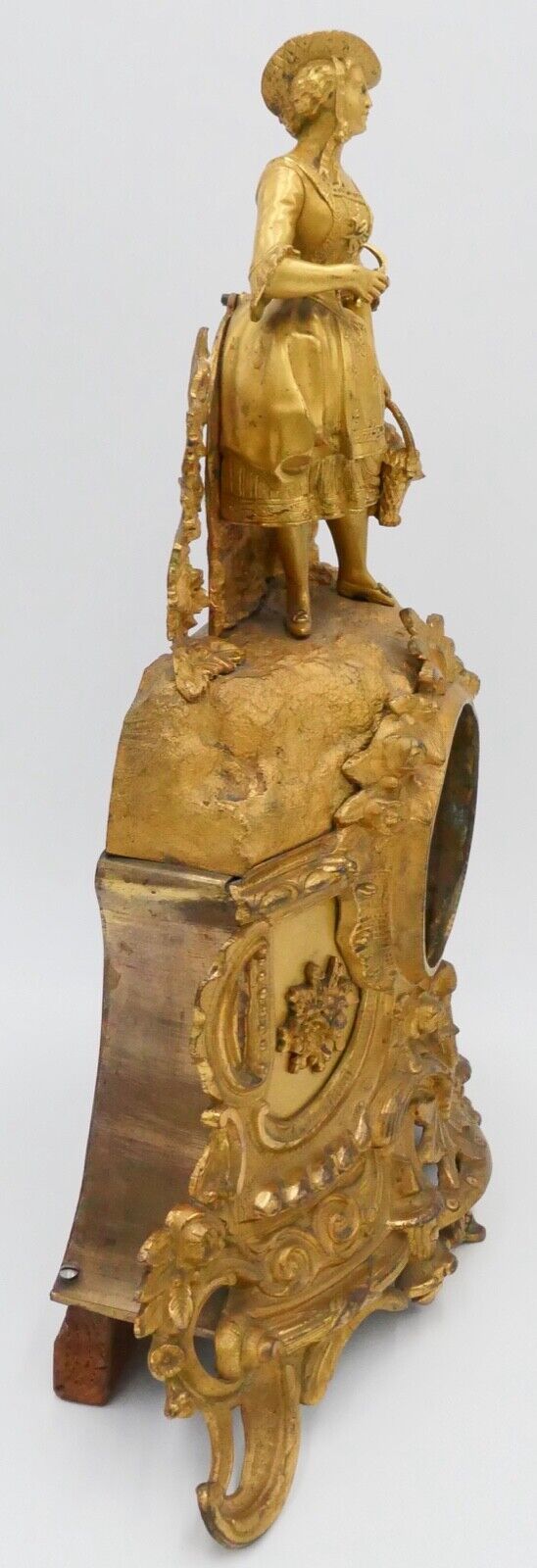 Gehäuse für Kaminuhr feuervergoldet 40 cm Höhe Weinbäuerin Messing Bronze - Antikhandel-Stuttgart