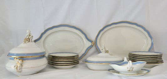 Knaufzeit seltenes Meissen Speiseservice Weiß Blau Gold Putto XXL Platte 1.Wahl - Antikhandel-Stuttgart