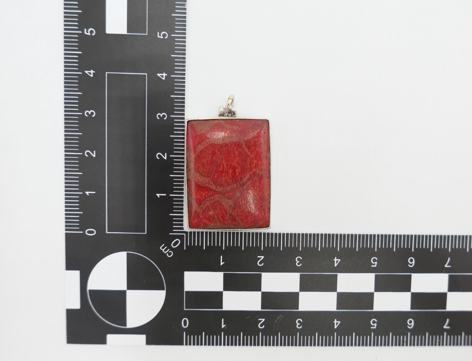 80er Jahre Anhänger roter Jaspis Trommelstein Silber - Antikhandel-Stuttgart