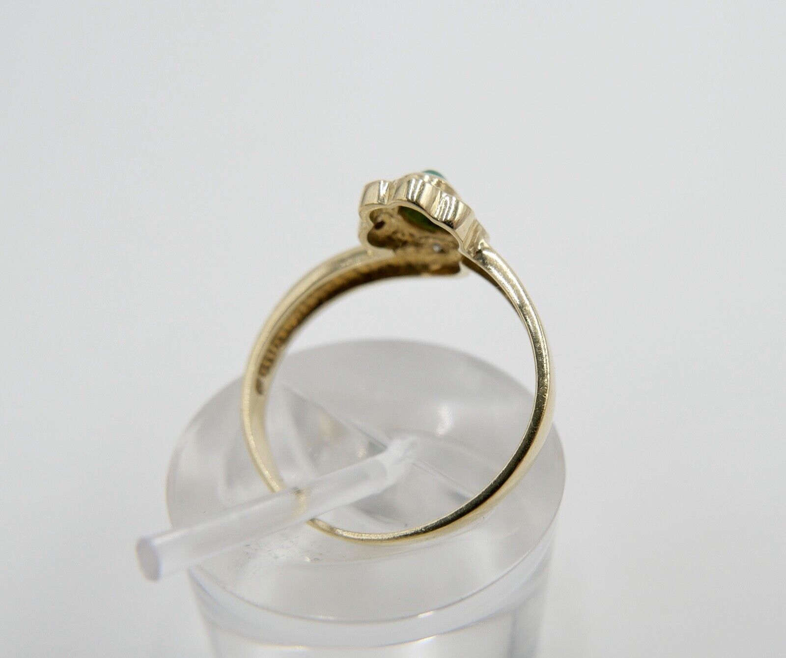 80er Jahre Gelbgold Damen Ring 585 14K Gr.54 Smaragd Cabochon & Diamant - Antikhandel-Stuttgart