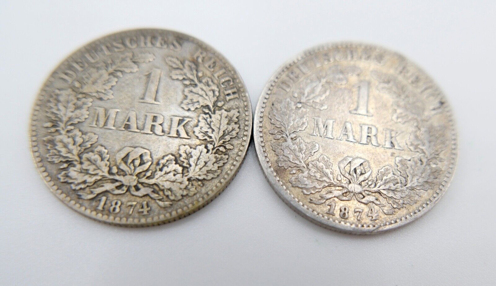 2x 1 Mark Deutsches Reich 1874 F G Jäger J.9 - Antikhandel-Stuttgart