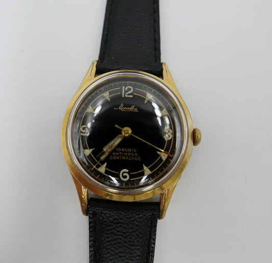50er Jahre MAUTHE Contrachoc VW 100000 KM Herrenuhr Handaufzug Cal. 610 - Antikhandel-Stuttgart