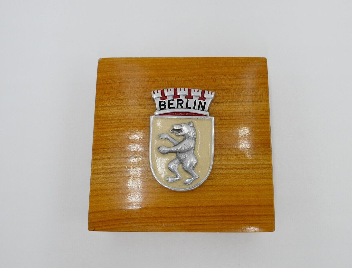 Seltene Alte Holzschatulle für Abzeichen " BERLIN " Logo Etui Schmuck 60er - Antikhandel-Stuttgart
