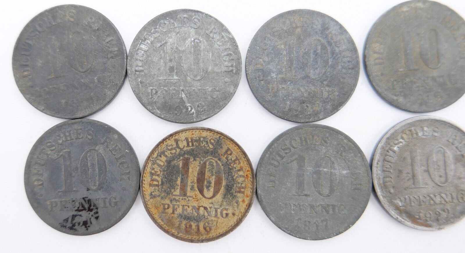 10x 10 Reichspfennig 1873 1875 1876 1888 Jäger J.299 298 s-ss - Antikhandel-Stuttgart
