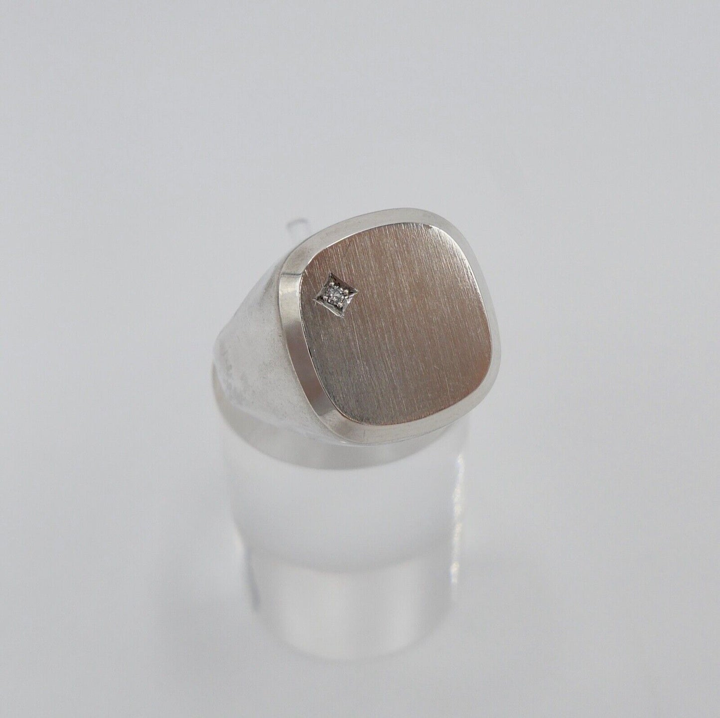 Alter Siegelring Herrenring mit Zirkonia 835 S Silber Größe 64 ohne Siegelgravur - Antikhandel-Stuttgart