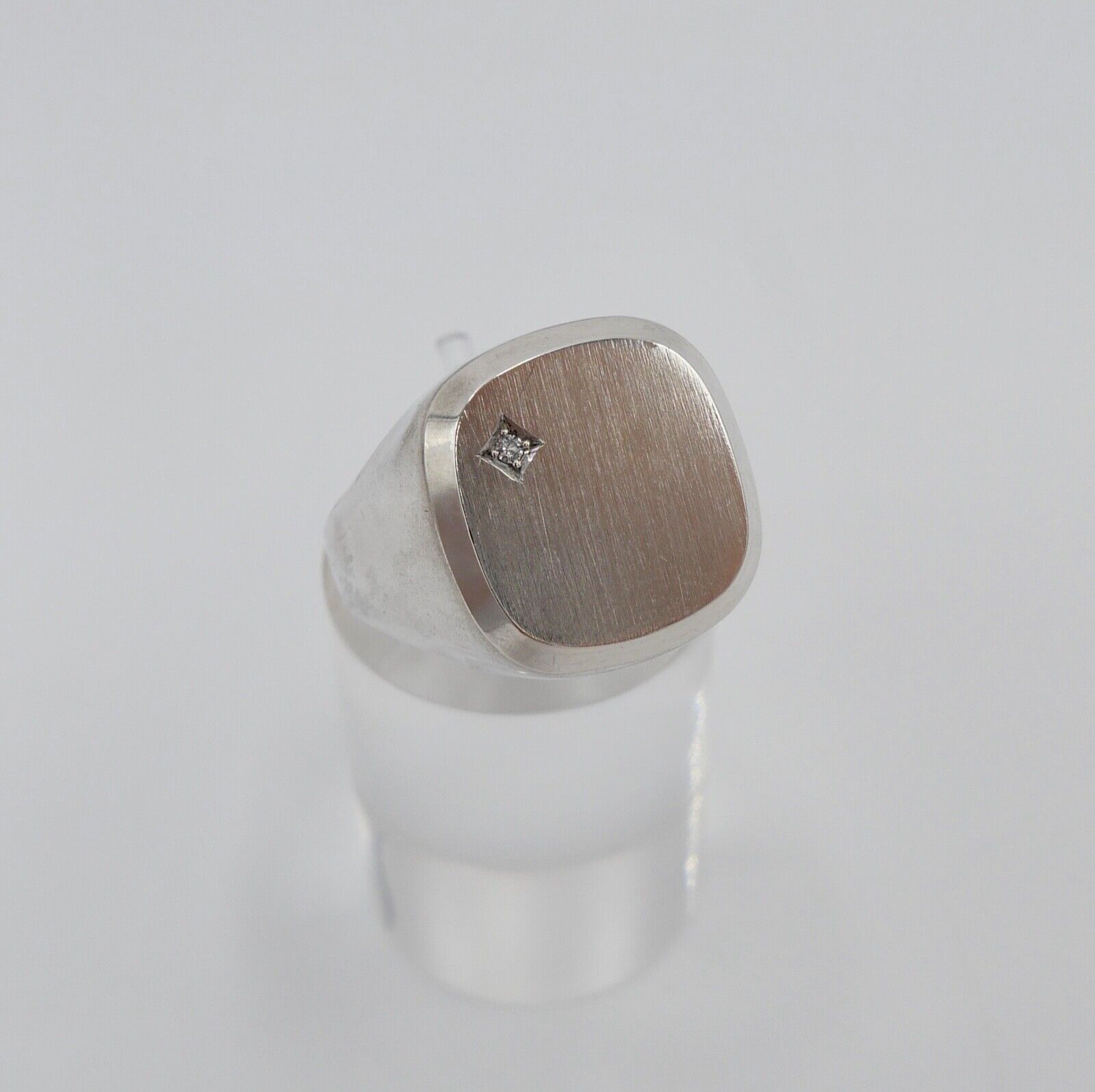 Alter Siegelring Herrenring mit Zirkonia 835 S Silber Größe 64 ohne Siegelgravur - Antikhandel-Stuttgart