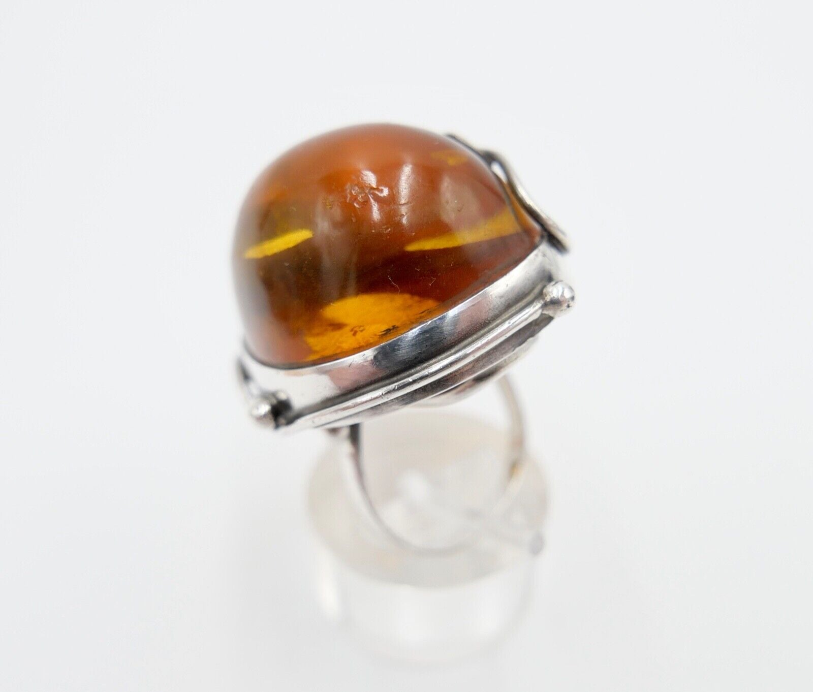 Bernstein Handarbeit Designer Ring Gr. 57 Silber 925 - Antikhandel-Stuttgart