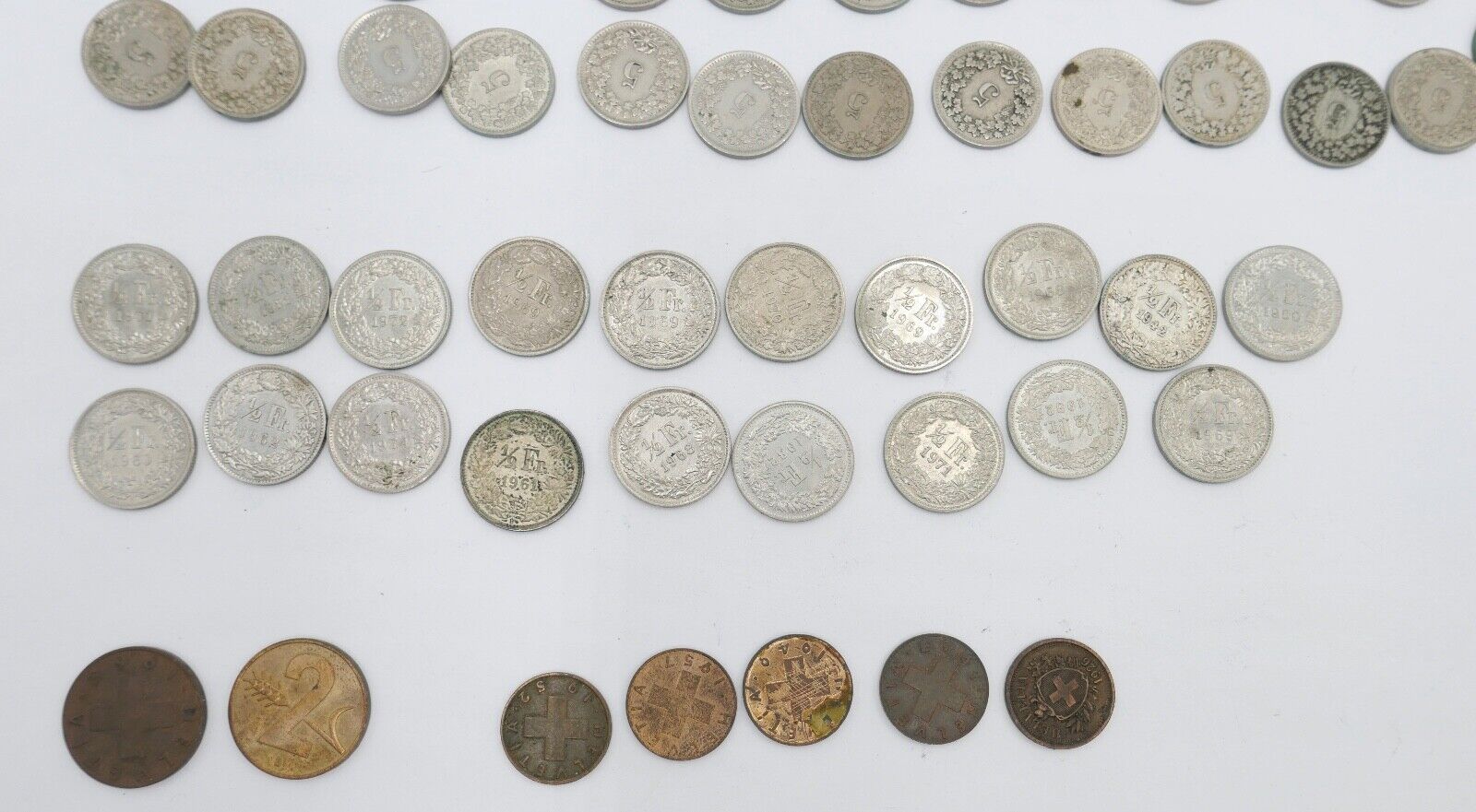 Posten LOT 1/2 Franken 1 2 5 10 20 Rappen teilweise Silber usw. - Antikhandel-Stuttgart