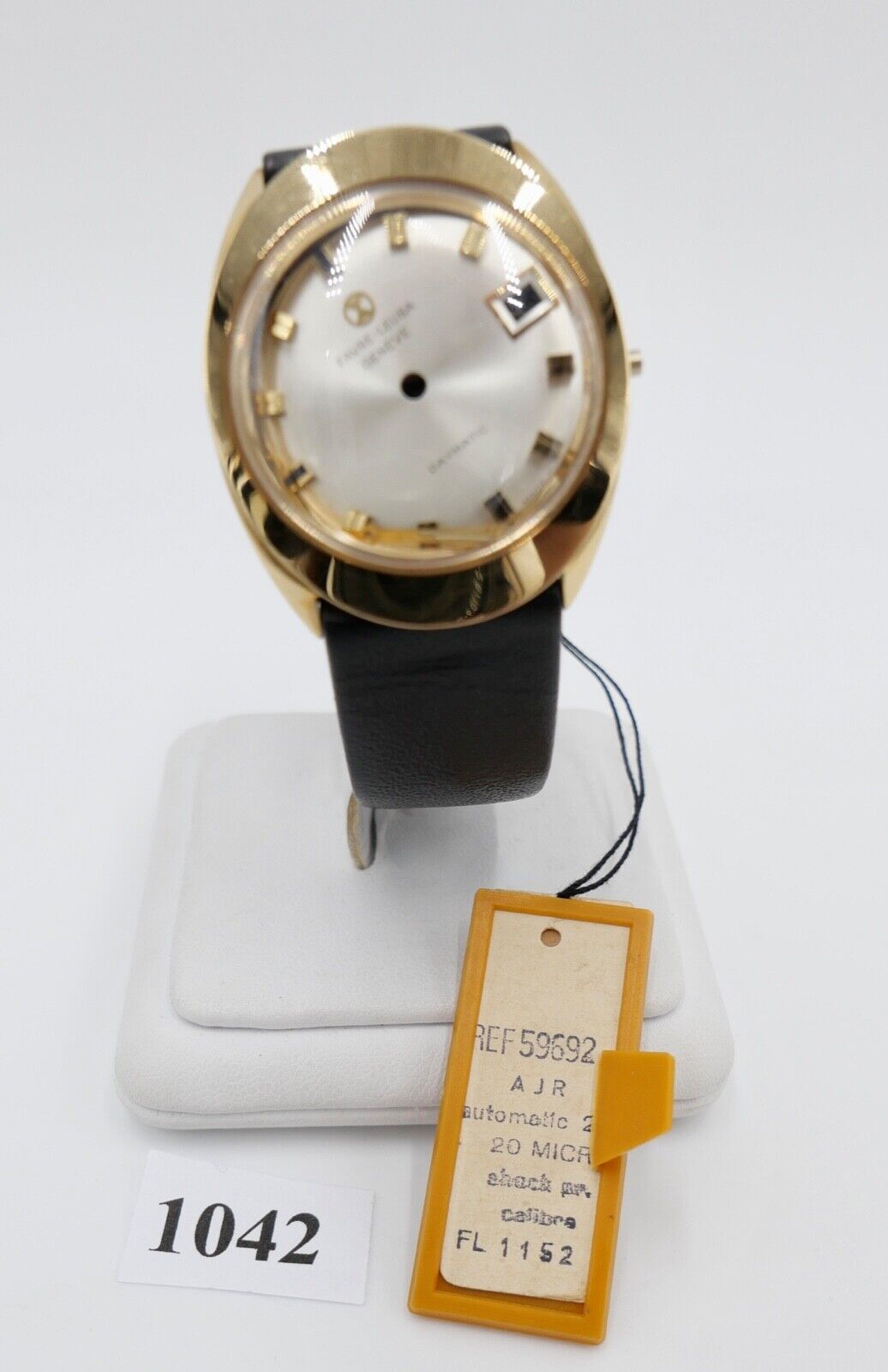 NEU Vintage 70er Jahre Gehäuse FAVRE-LEUBA GENEVÉ DAYMATIC Ref. 59692 vergoldet - Antikhandel-Stuttgart