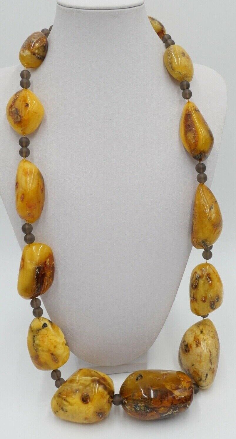 vintage XXL Bernstein Kette Halskette Collier 296,6 gr silber 925 - Antikhandel-Stuttgart