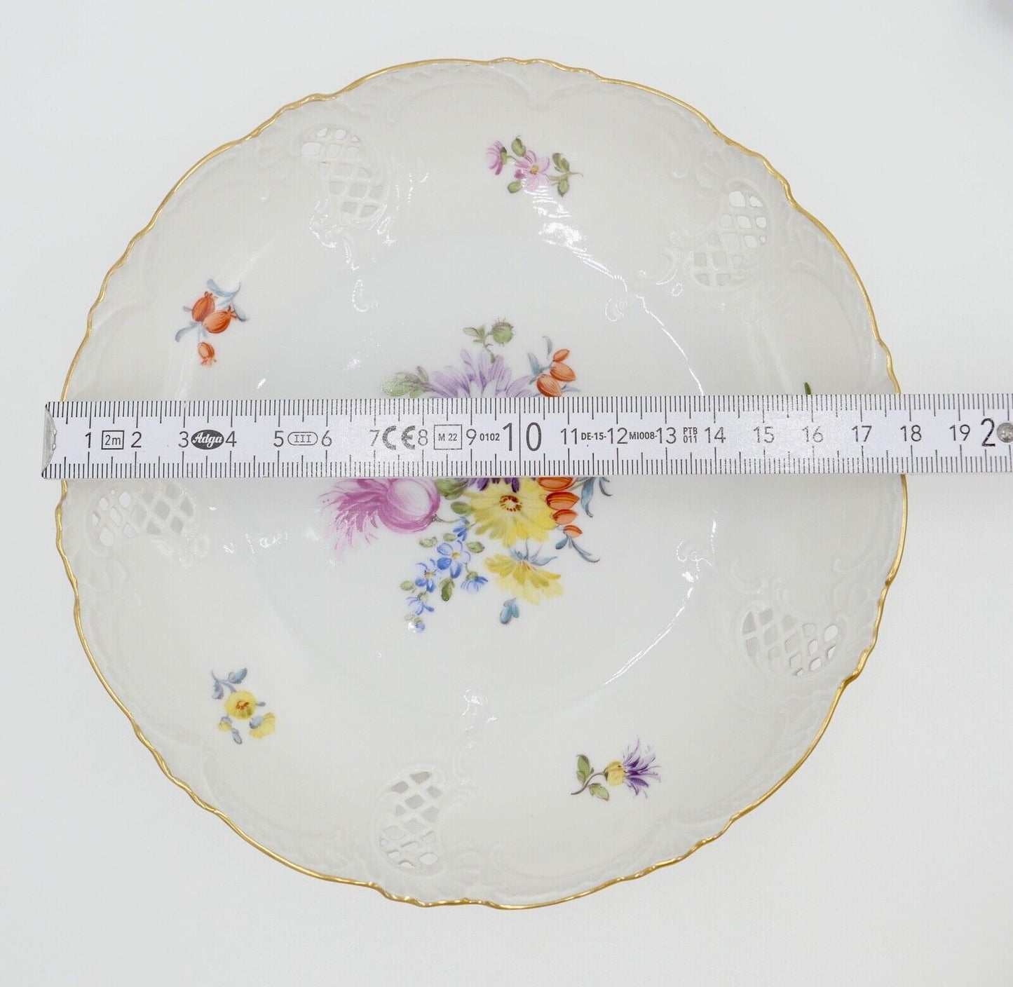 60er Jahre Nymphenburg WEST GERMANY Porzellan Teller Schale Blumenbuket Goldrand - Antikhandel-Stuttgart