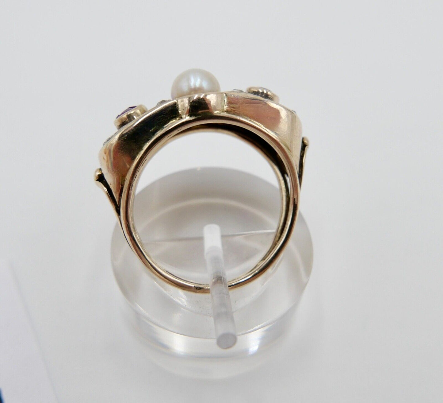 1930er Jahre Diamant Perlen Rubin Damen Gelbgold Ring 585 14K Gr.55 - Antikhandel-Stuttgart