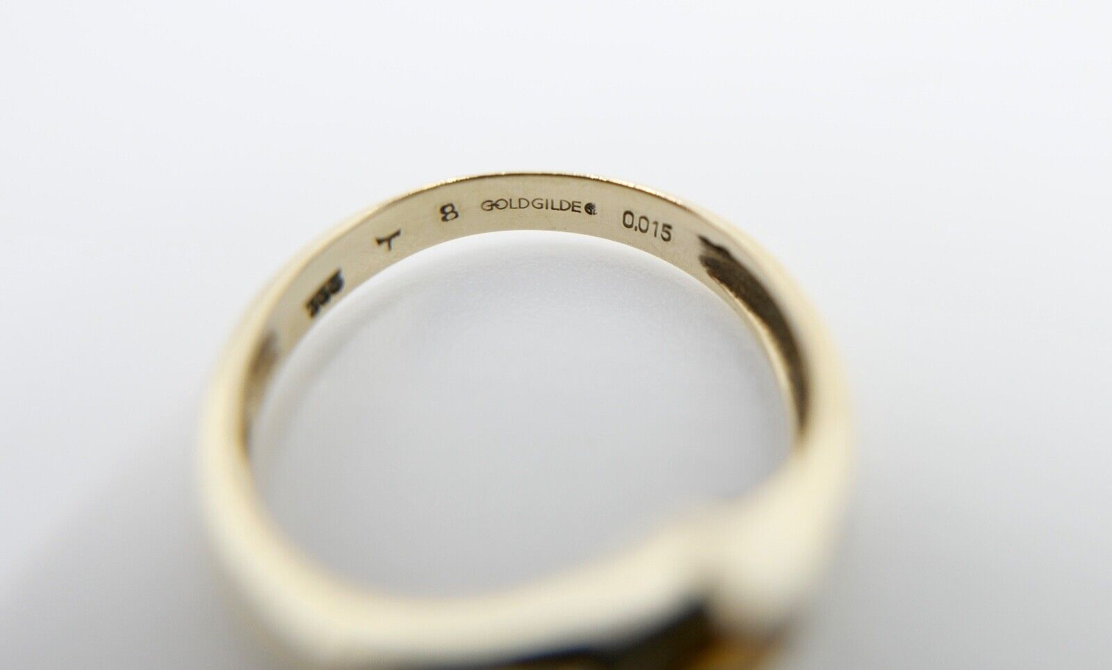 60er Jahre Damenring Gr. 56 Gold 333 / 8K Herz Citrin & Achtkantdiamant H / SI - Antikhandel-Stuttgart