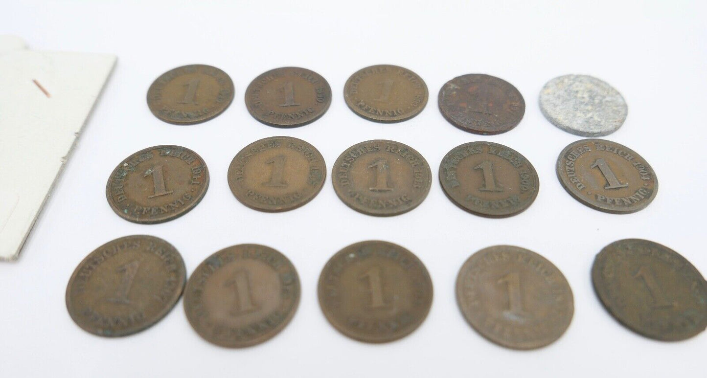 16x 1 Pfennig 1893 - 1914 Konvolut LOT Jäger J.10 s-vz - Antikhandel-Stuttgart